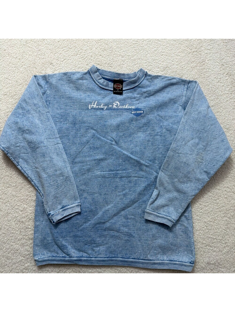 Harley-Davidson Iron Block Adams Center NY Crewneck Sweatshirt Mens M Blue